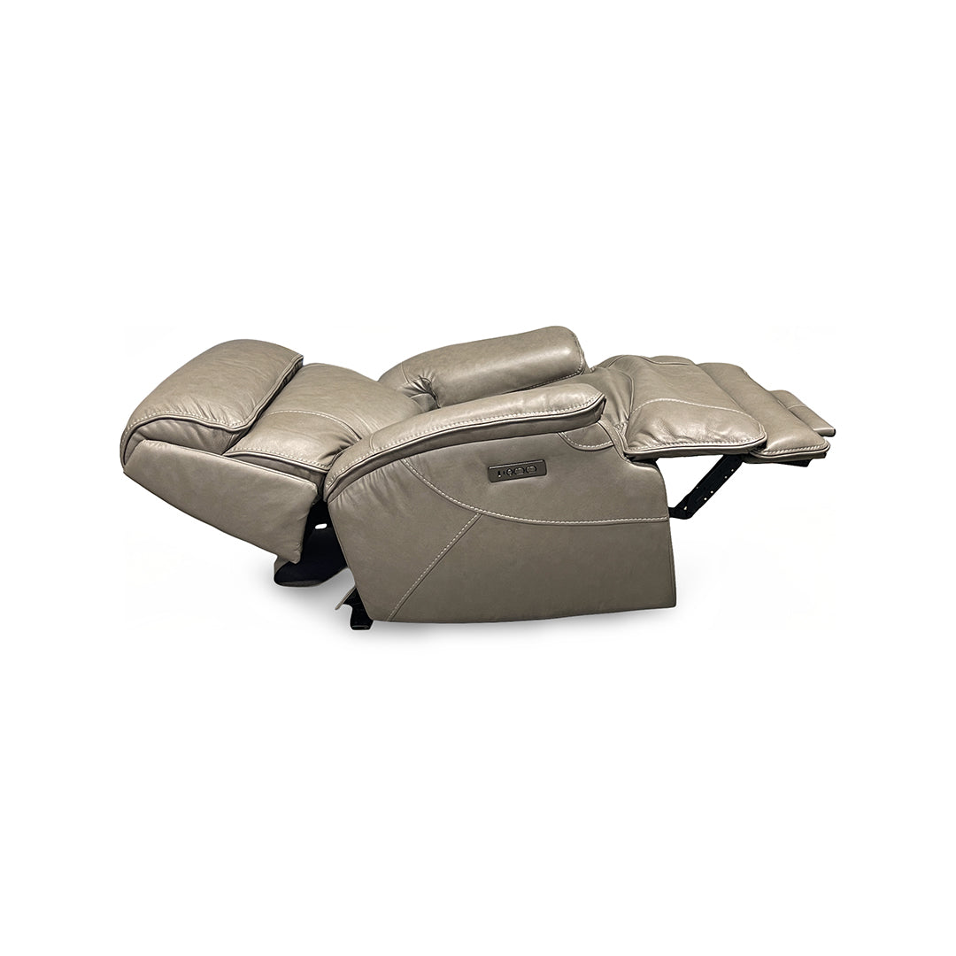Naples Leather Zero-G Power Recliner from Cheers in Beige - Reclined position