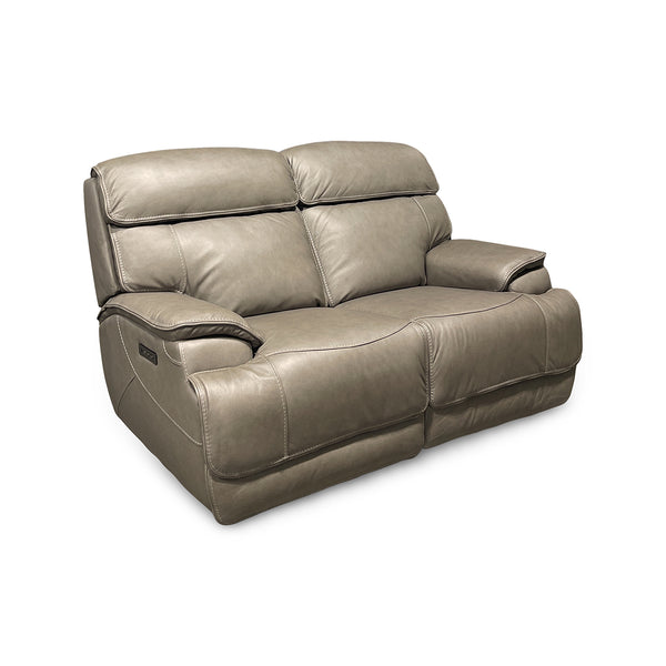 Naples Leather Zero-G Reclining Loveseat from Cheers in Beige with Power Recline, USB Port - Reclined position
