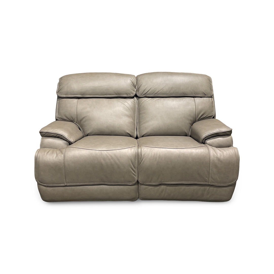 Naples Leather Zero-G Reclining Loveseat from Cheers in Beige with Power Recline, USB Port - Reclined position