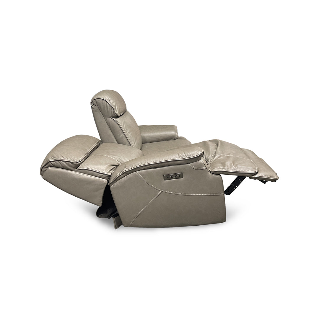 Naples Leather Zero-G Reclining Loveseat from Cheers in Beige - Reclined position