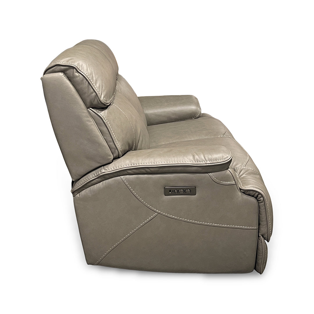 Naples Leather Zero-G Reclining Loveseat from Cheers in Beige with Power Recline, USB Port - Reclined position
