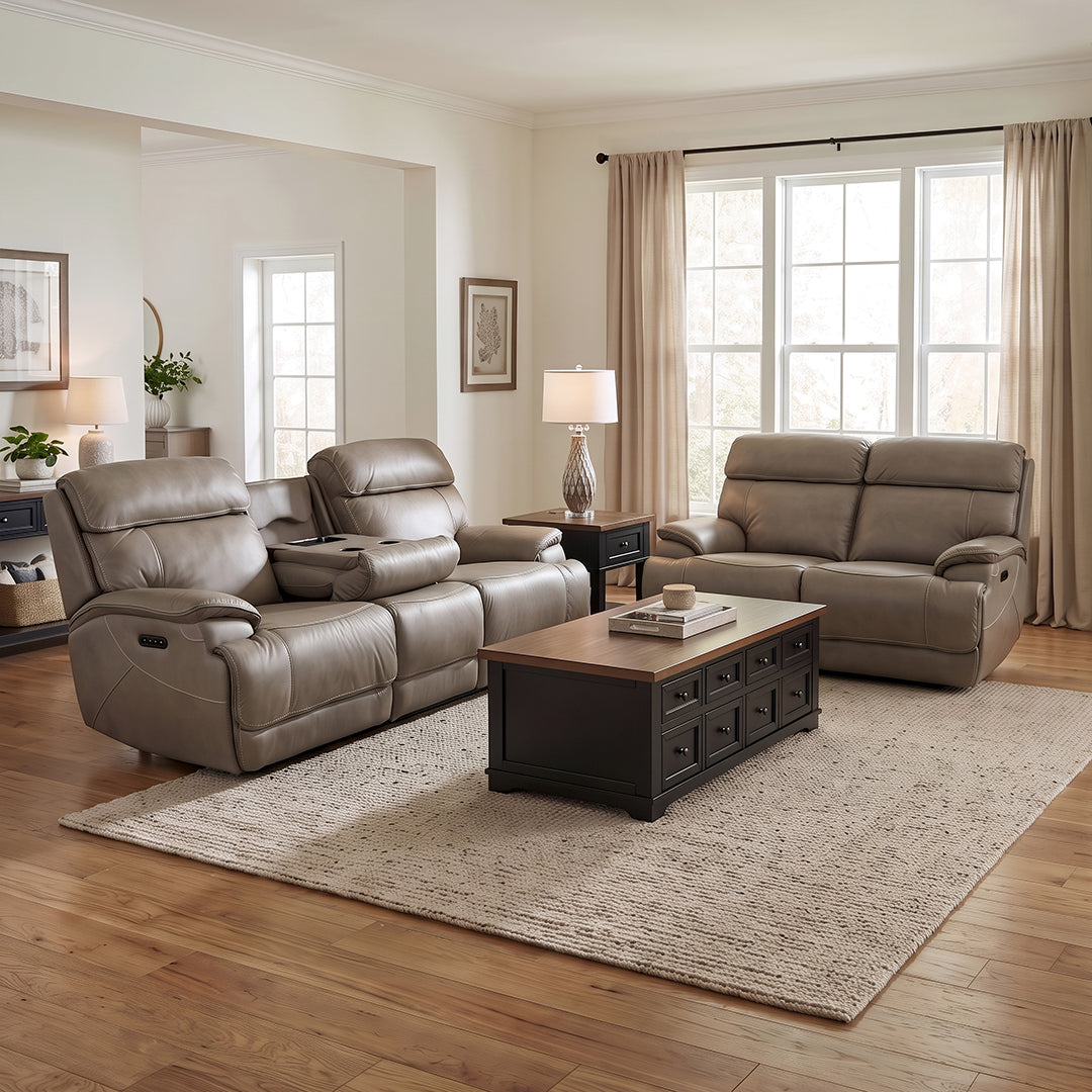 Naples Leather Zero-G Reclining Loveseat from Cheers in Beige - Alternate angle