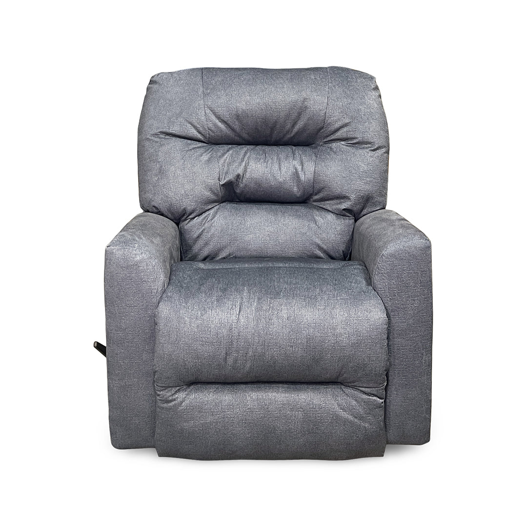 Nika Swivel Glider Recliner from Best Home Furnishings in Gray Polyester with Manual Recline, Swivel Recliner, Made in USA - Reclined position