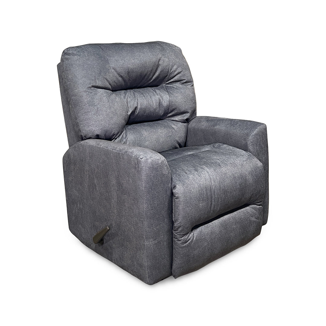 Nika Swivel Glider Recliner from Best Home Furnishings in Gray Polyester with Manual Recline, Swivel Recliner, Made in USA - Reclined position