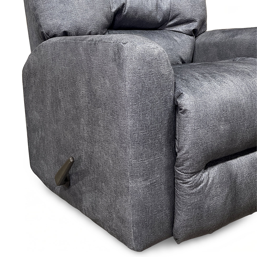 Nika Swivel Glider Recliner from Best Home Furnishings in Gray Polyester with Manual Recline, Swivel Recliner, Made in USA - Reclined position