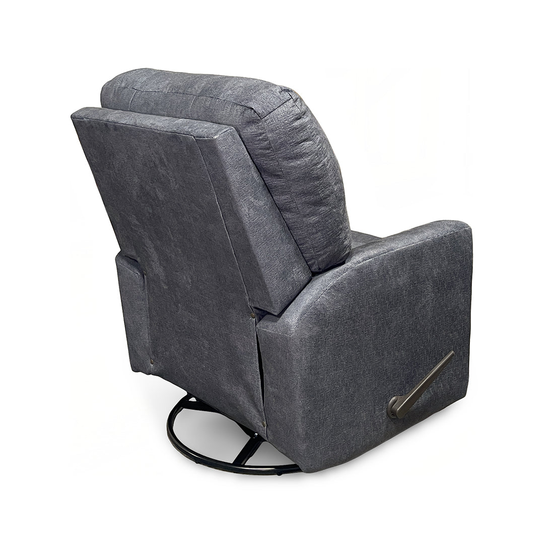Nika Swivel Glider Recliner from Best Home Furnishings in Gray Polyester with Manual Recline, Swivel Recliner, Made in USA - Reclined position