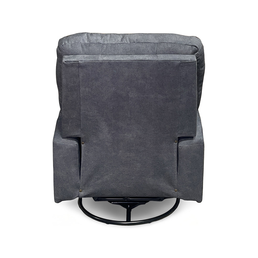 Nika Swivel Glider Recliner from Best Home Furnishings in Gray Polyester with Manual Recline, Swivel Recliner, Made in USA - Reclined position