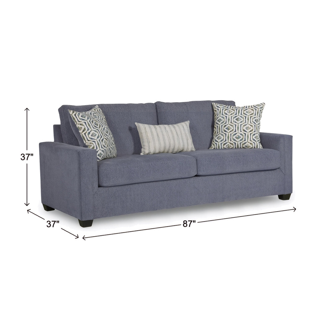 North Sofa and Chair from Washington with Accent Pillows, Reversible Cushions, Made in USA - Blue finish