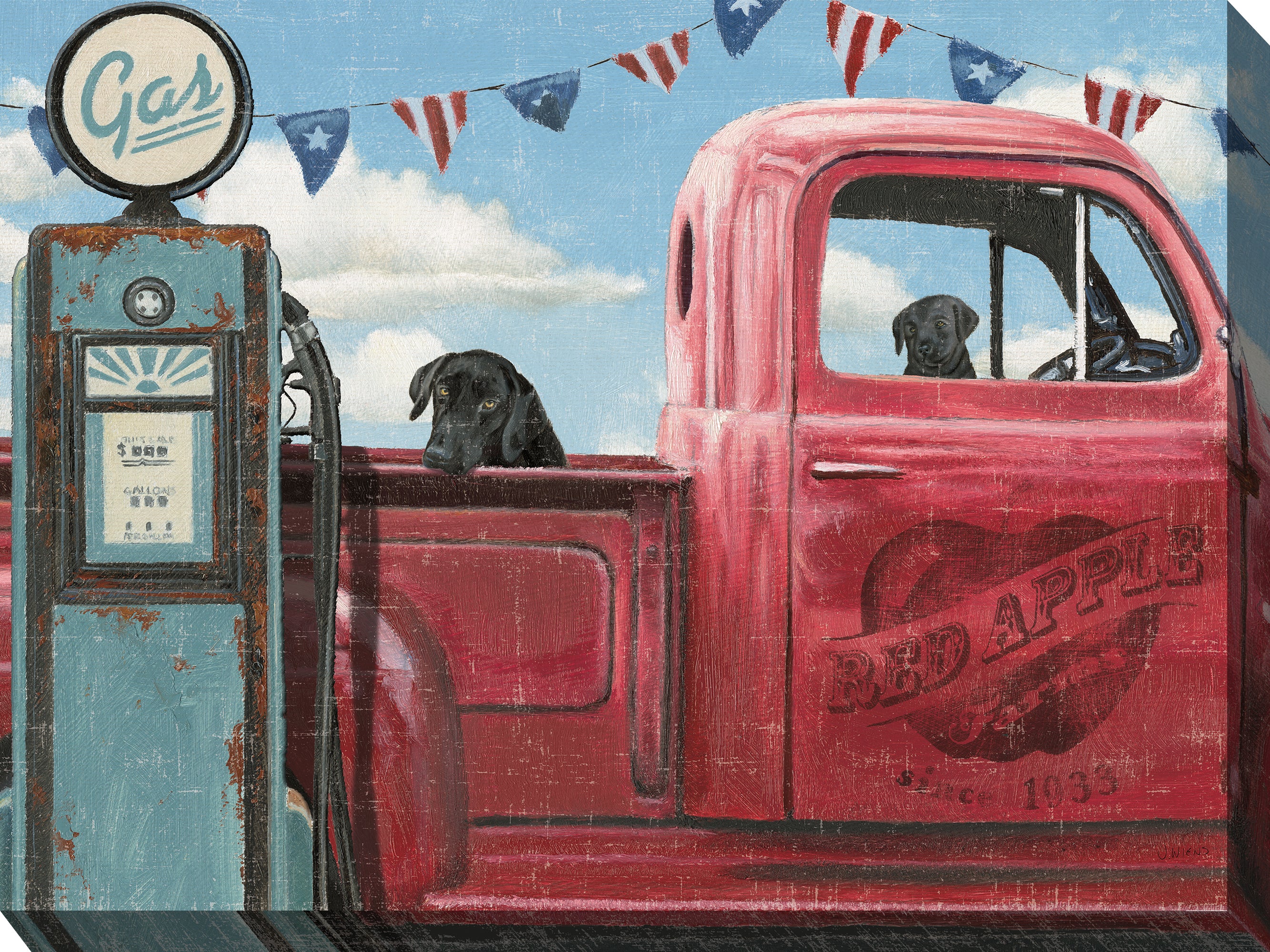 StephenKenny 活版印刷 ポスター TRUCK FURNITURE Pale Blue Classic Truck with Surfboards Fine Art Paper Print