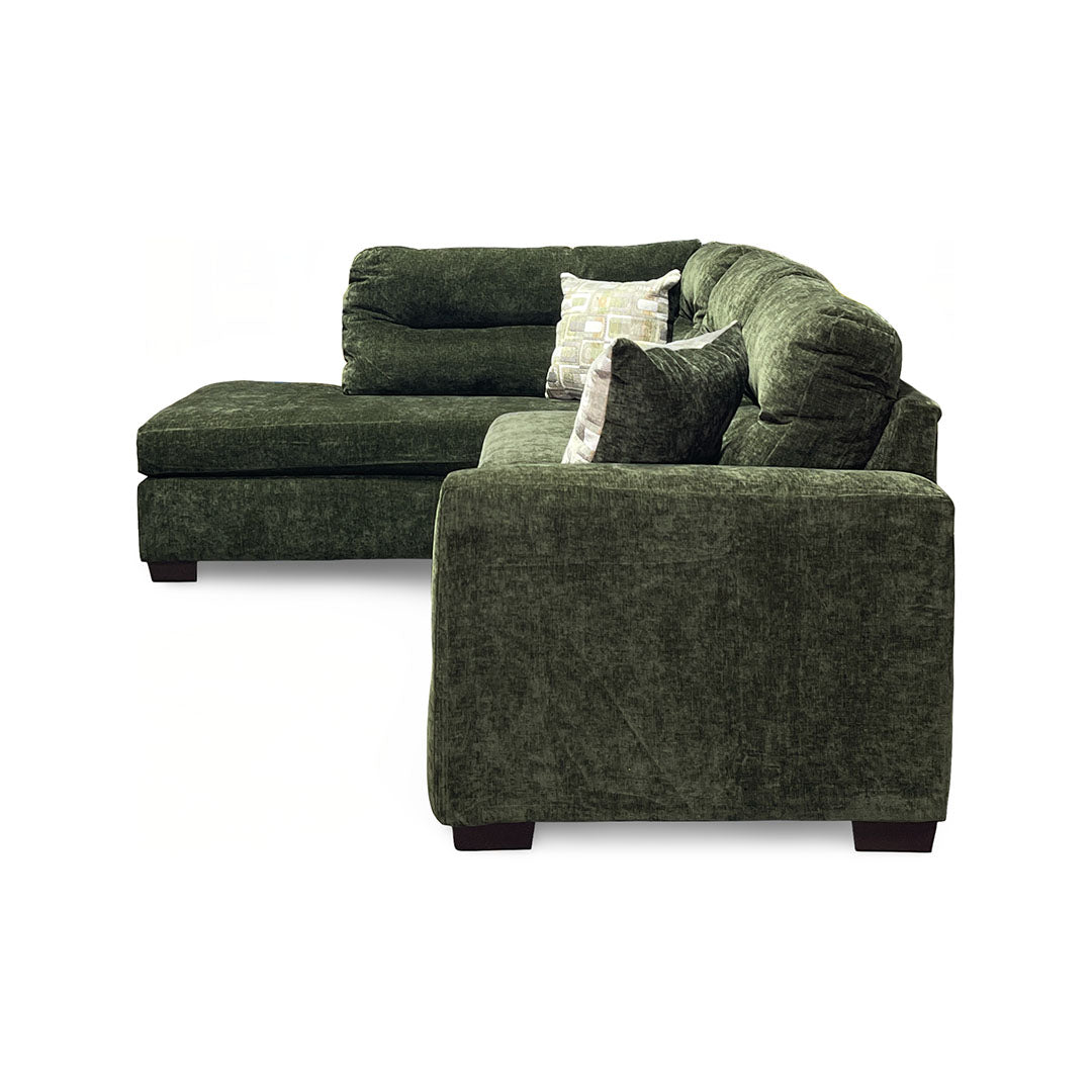 Olivia Sectional (2-Piece) from Peak Living in Green Polyester with Accent Pillows, Reversible Cushions - Additional view 4