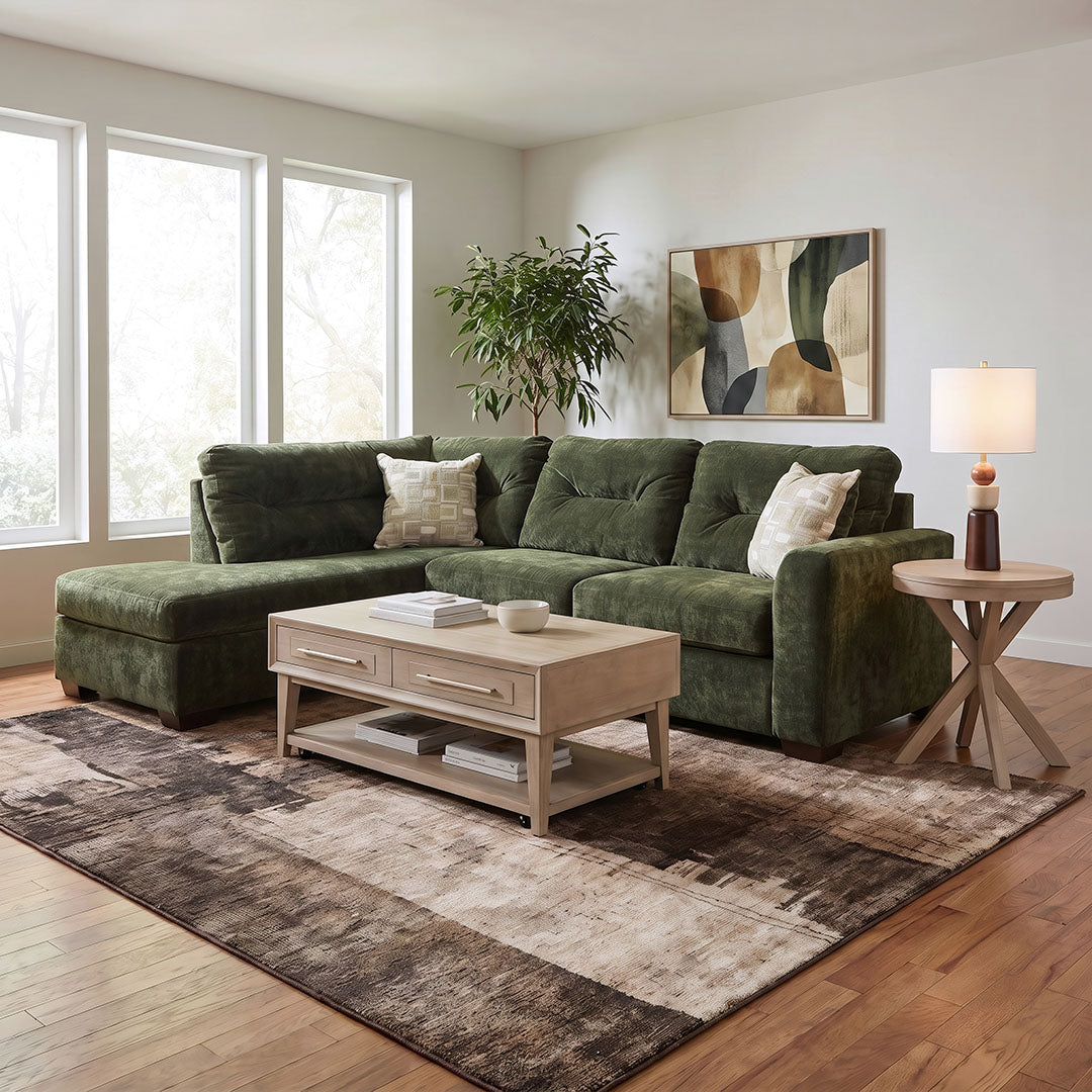 Olivia Sectional (2-Piece) from Peak Living in Green Polyester - Alternate angle