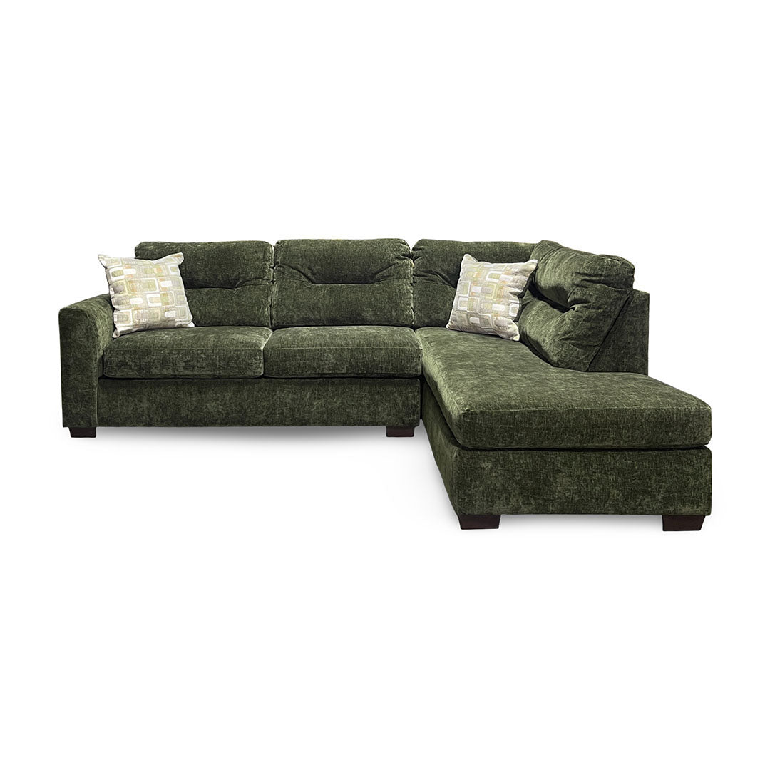 Olivia Sectional (2-Piece) from Peak Living in Green Polyester with Accent Pillows, Reversible Cushions - Additional view 15