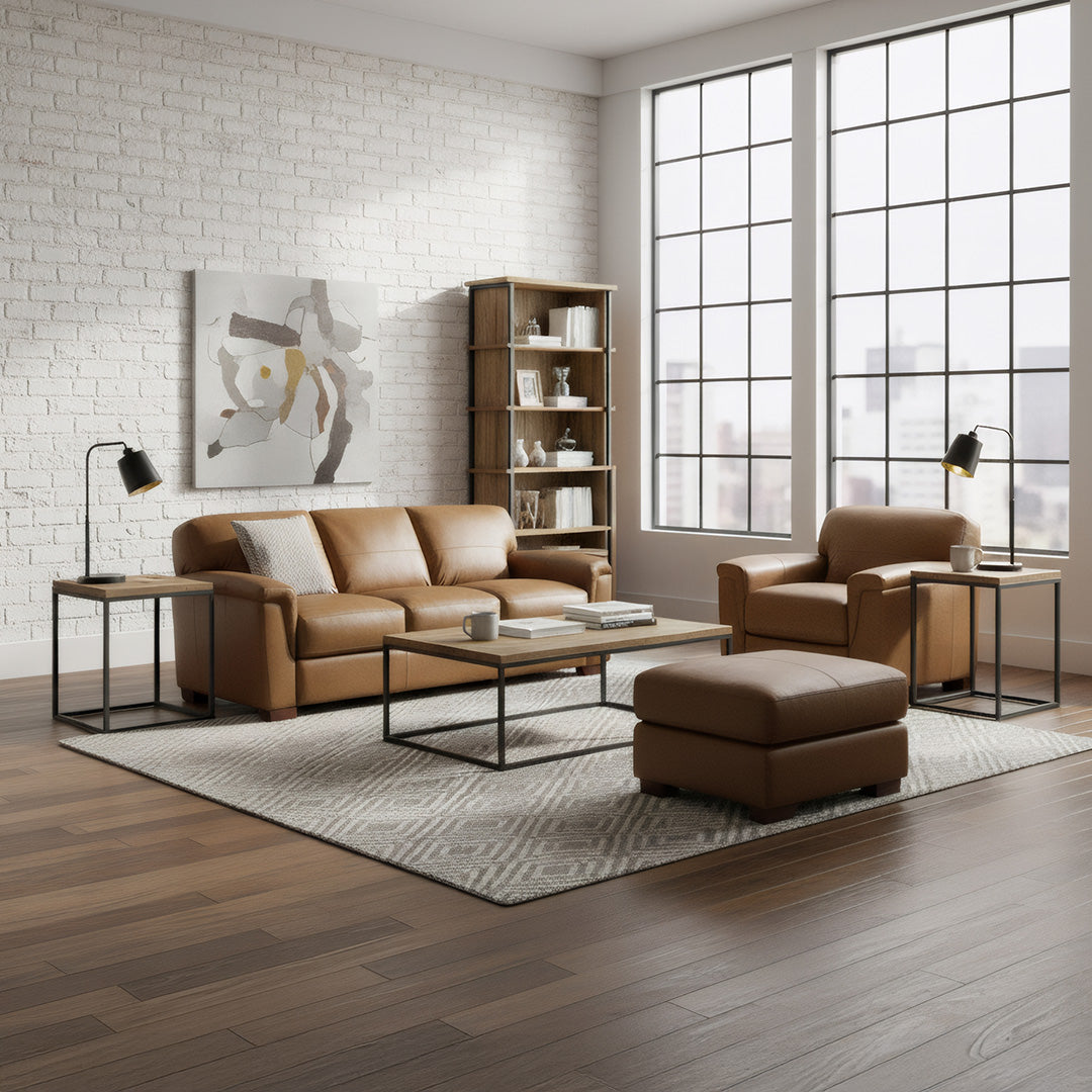 Olympia Leather Ottoman