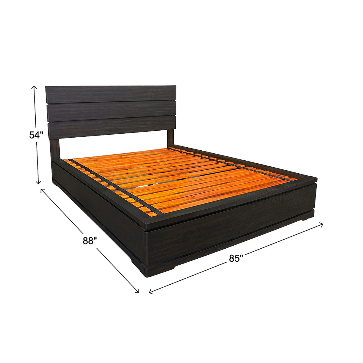 Pacific Heights Panel Bed from Napa Furniture Designs in Queen Black Solid Wood - Storage feature