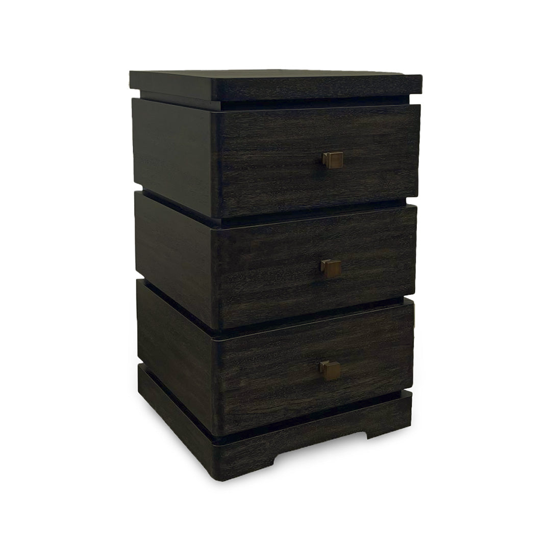 Pacific Heights Small Nightstand from Napa Furniture Designs in Black Solid Wood with Soft Close, Wire Management