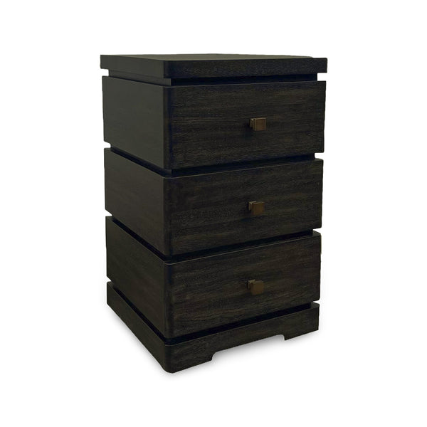 Pacific Heights Small Nightstand from Napa Furniture Designs in Black Solid Wood with Soft Close, Wire Management
