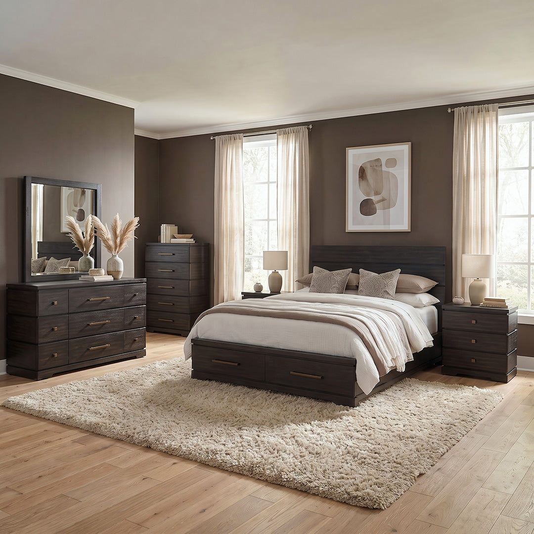 Pacific Heights Storage Bed from Napa Furniture Designs in Queen Black Solid Wood - Storage feature