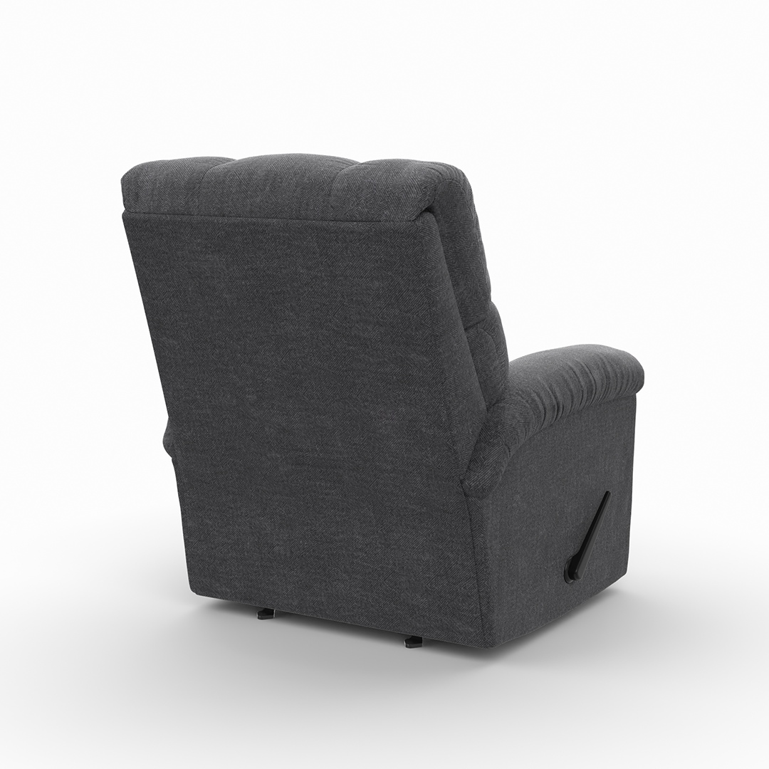 Norton rocker recliner in gray, side profile view