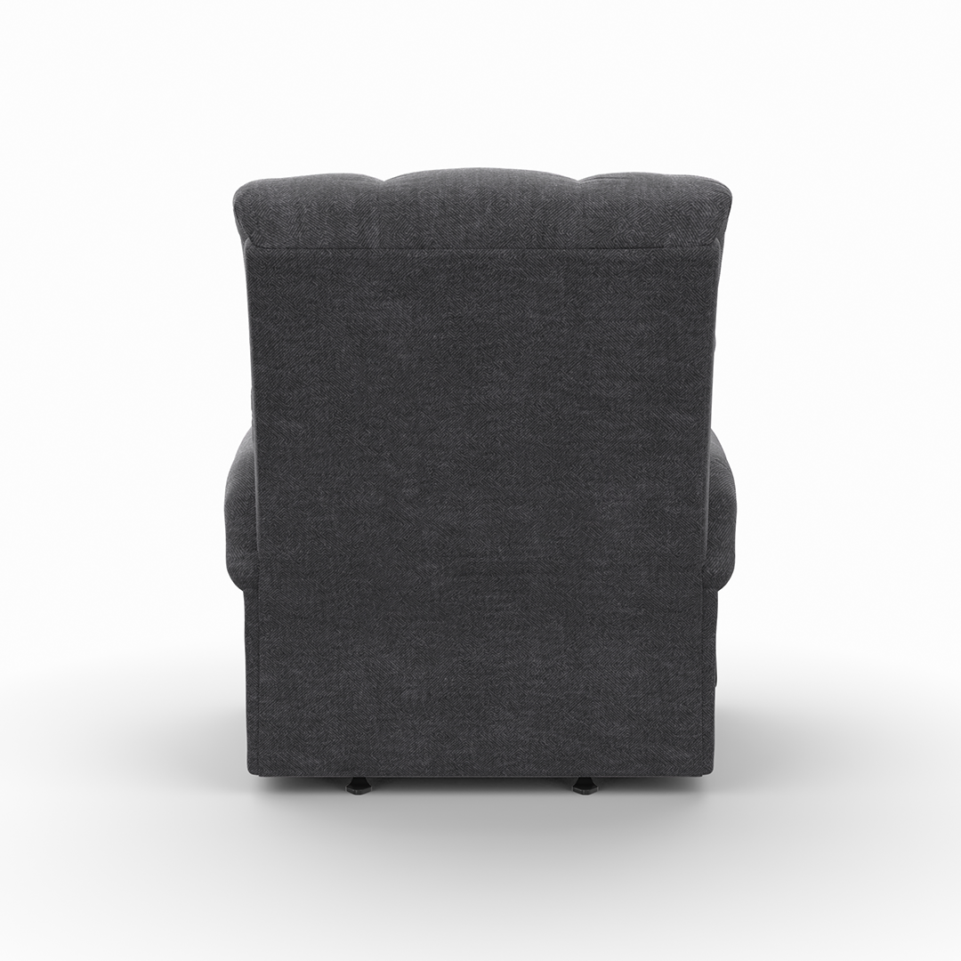 Norton rocker recliner in gray, alternate angled view