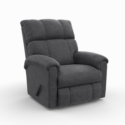 Norton rocker recliner in gray with manual recline, front view, from Home Stretch