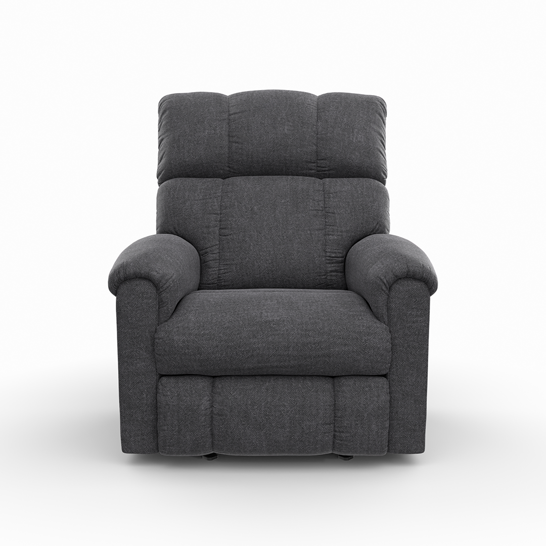 Norton rocker recliner in gray, angled view