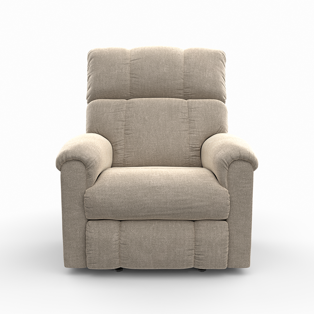 Norton rocker recliner in beige, angled view