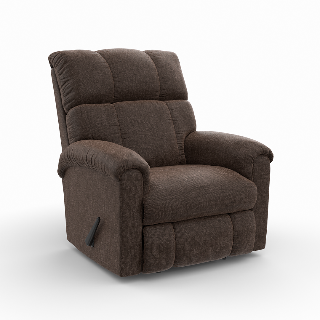 Norton rocker recliner in brown, front view