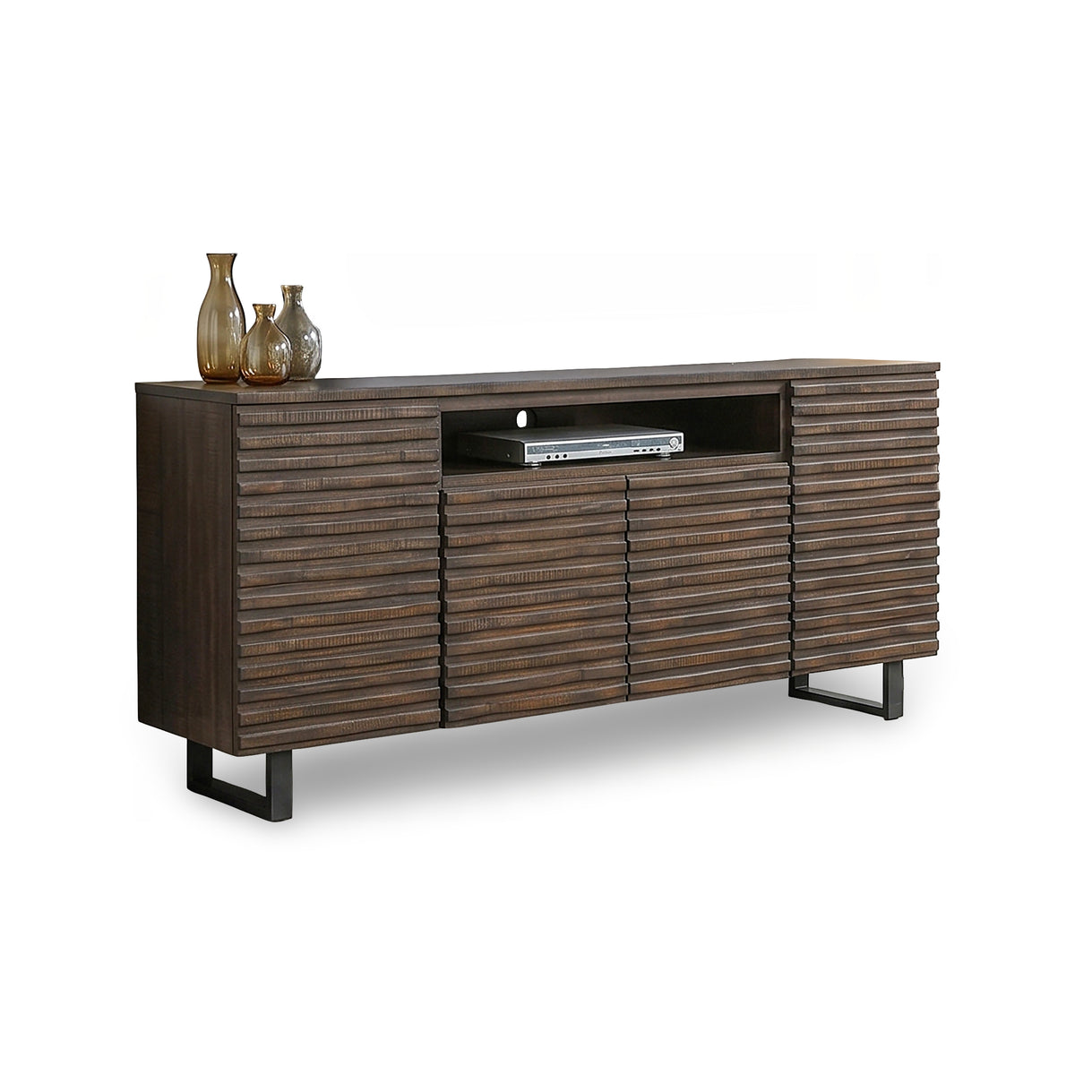 Parker Media Console from Sunny Designs, Inc. in Brown with Wire Management - Console feature