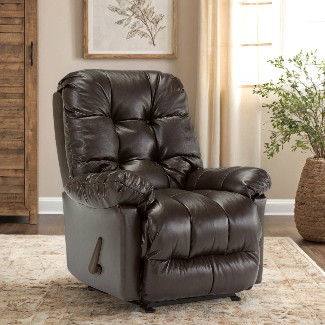 Sillón reclinable mecedor de cuero Picot 