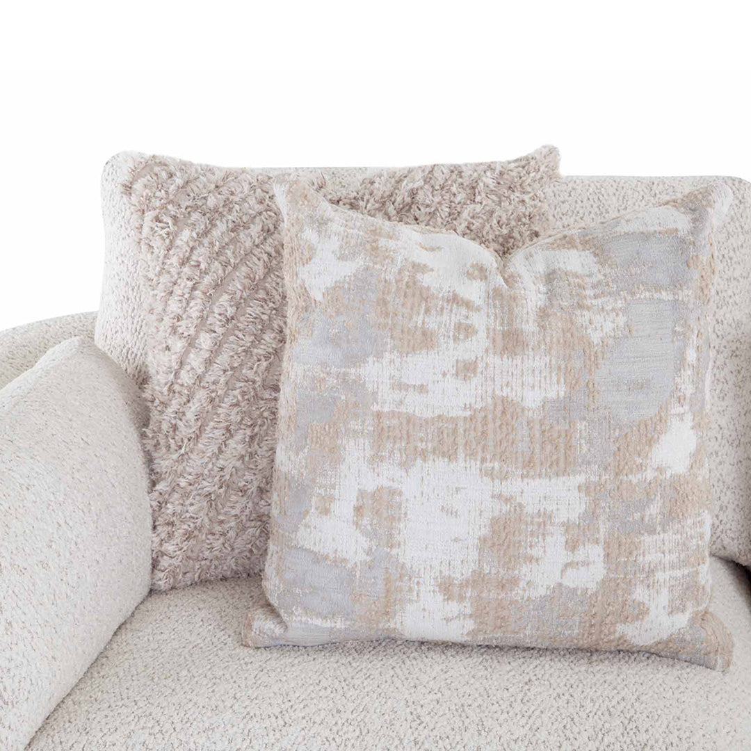 Bombay Sectional (4-Piece) from Franklin Corporation in Beige Bouclé with Accent Pillows, Reversible Cushions, Made in USA - Closeup detail