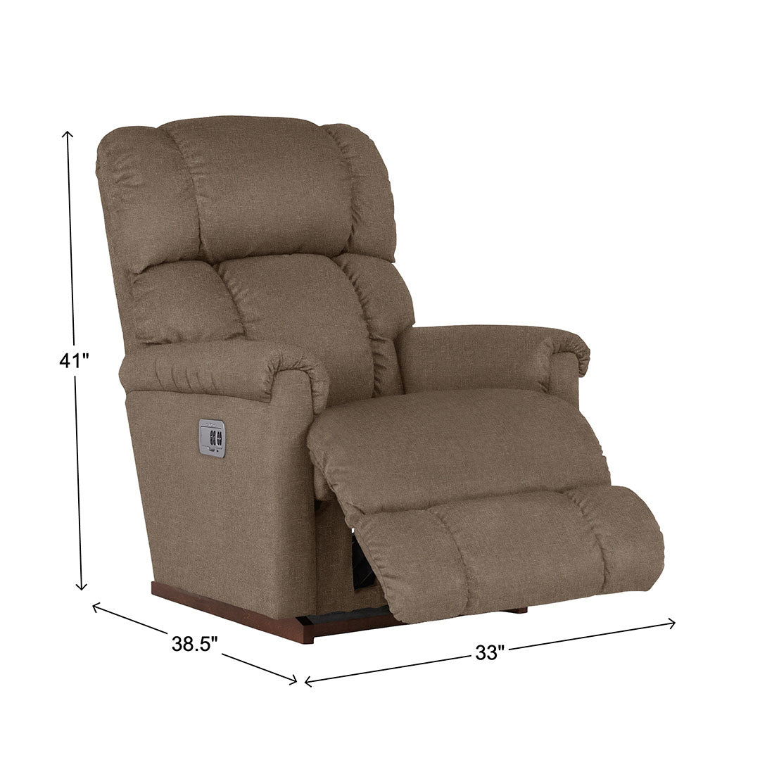 Pinnacle Power Rocker Recliner from La-Z-Boy Incorporated in Brown with Power Headrest, Power Recline, Made in USA - Reclined position