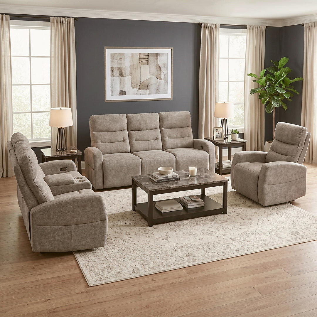 Pontenza Power Glider Recliner from Washington in Polyester - Beige finish