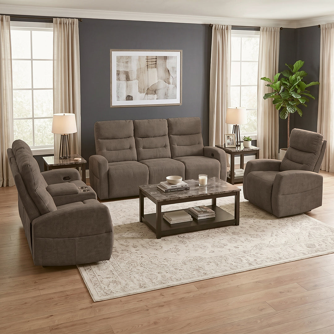Pontenza Power Glider Recliner from Washington in Polyester with Power Recline, Power Recline - Brown finish