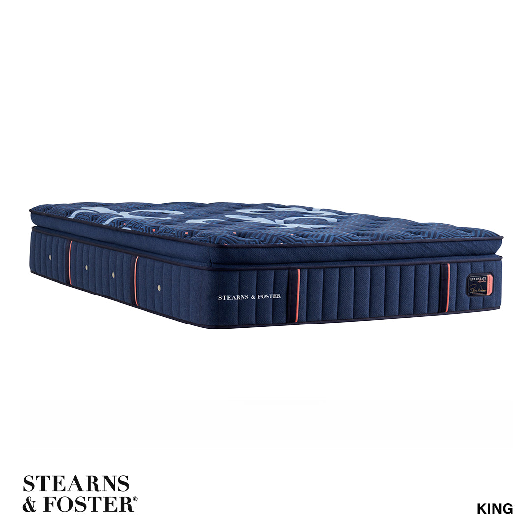 Lux Estate Elite Medium Pillow Top Mattress from Stearns &amp; Foster in Queen Blue Innerspring with Cooling, Made in USA - Detail view