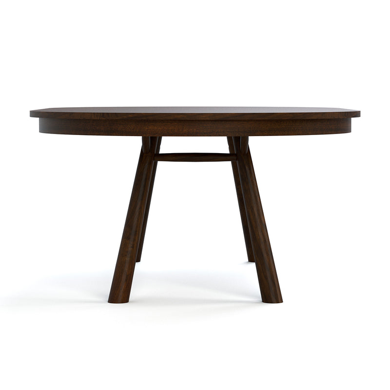 Round dining table with pedestal base and leaves
