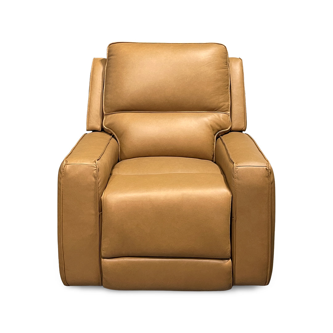 Raymond Leather Zero-G Power Recliner from Bassett Furniture Industries in Brown - Reclined position