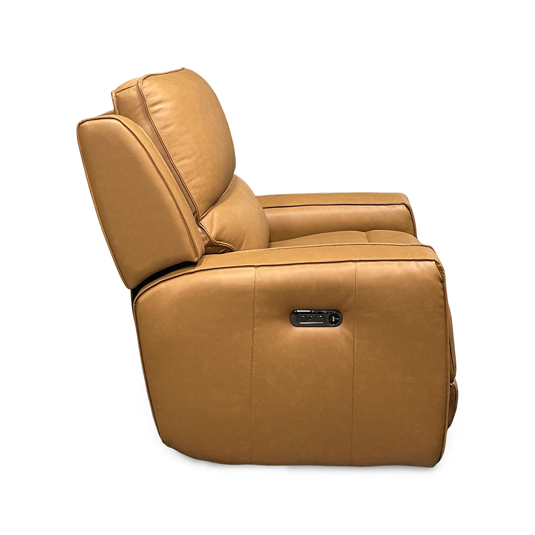 Raymond Leather Zero-G Power Recliner from Bassett Furniture Industries in Brown - Reclined position