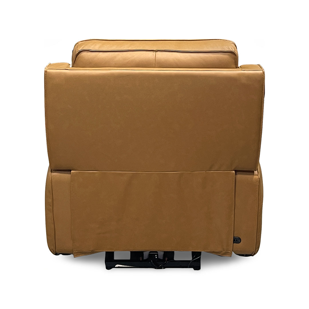Raymond Leather Zero-G Power Recliner from Bassett Furniture Industries in Brown with Power Headrest, USB Port - Reclined position