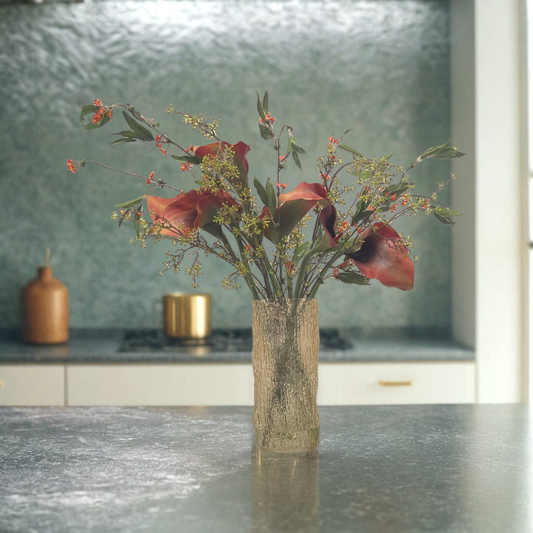Red Calla Lily in Glass Vase
