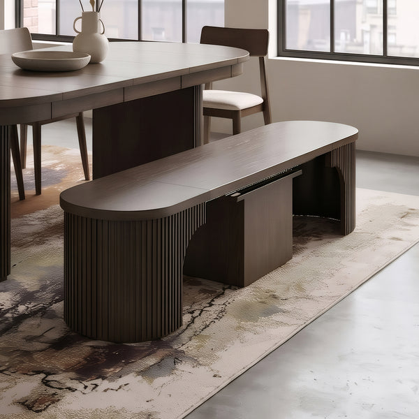 Reeded Flex Expandable Bench from Davis Home in Brown Veneer - Alternate angle