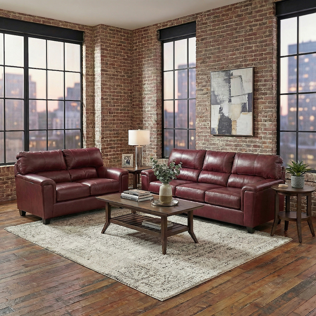 Lacey Leather Sofa and Loveseat
