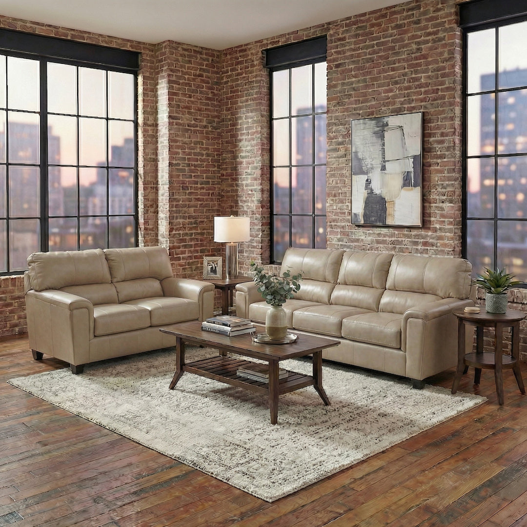 Lacey Leather Sofa and Loveseat