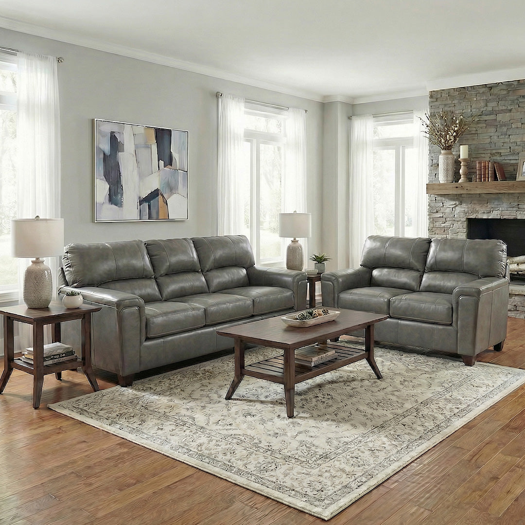Lacey Leather Sofa and Loveseat