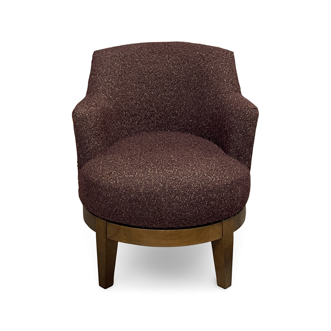 Ronan Swivel Accent Chair from Best Home Furnishings in Purple Polyester with Swivel, Wood Legs, Made in USA - Detail view
