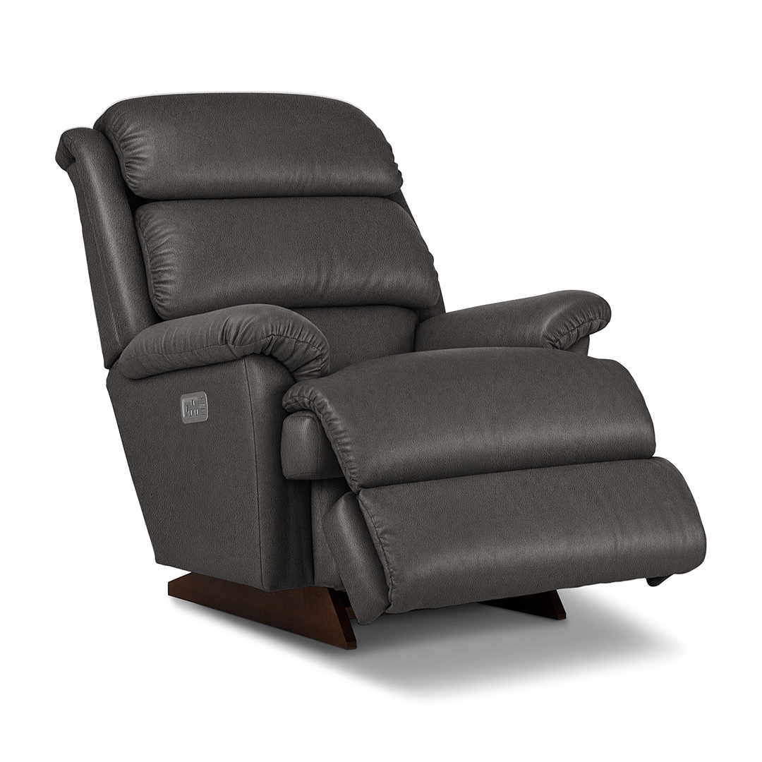 Astor Leather Power Rocker Recliner from La-Z-Boy Incorporated in Gray, Made in USA - Alternate angle