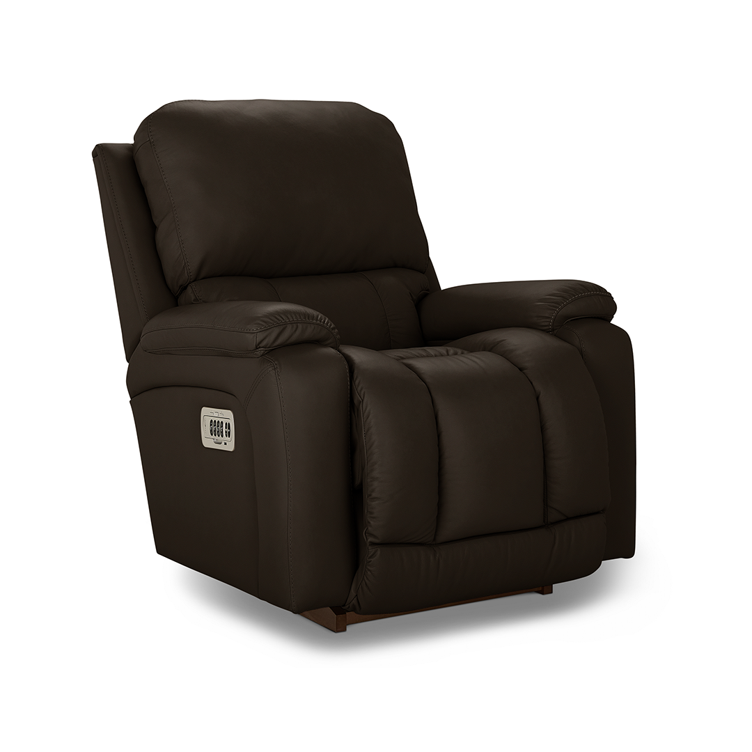 Greyson Leather Power Rocker Recliner with Wireless Remote from La-Z-Boy Incorporated in Brown, Made in USA - Additional view 4