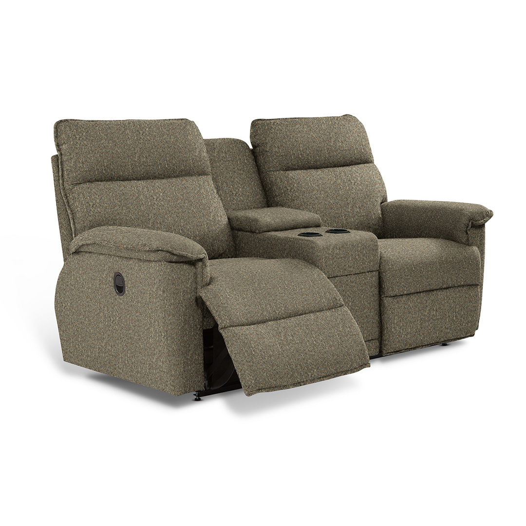 Jay Reclining Loveseat with Console from La-Z-Boy Incorporated in Brown, Made in USA - Alternate angle