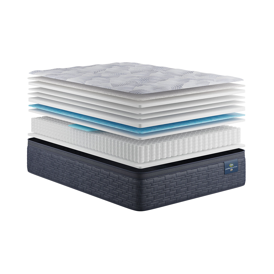 Elderwood Plush Pillow Top Mattress from Serta in Queen Gel Foam with Cooling, Made in USA - Wood detail