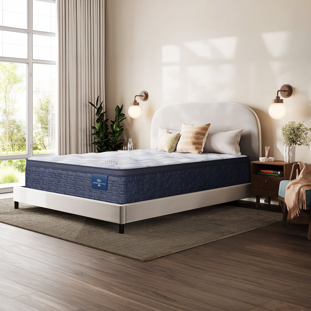 Elderwood Plush Pillow Top Mattress from Serta in Queen Gel Foam, Made in USA - Angle view