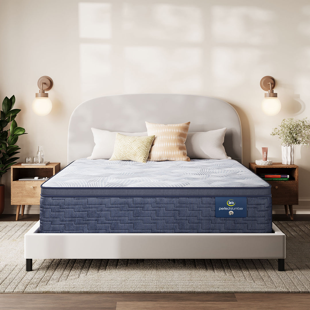 Elderwood Plush Pillow Top Mattress from Serta in Queen Gel Foam with Cooling, Made in USA - Front view